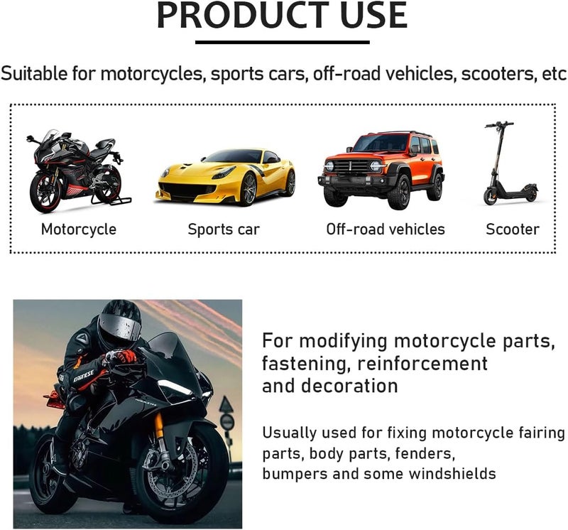 KVAEY 10 PCS Motorcycle Windshield Bolt Screw Kit, Aluminum Alloy Windscreen Mounting Bolt Screws, Universal Windshield Screws Bolts Nuts for Motorcycle Fairings, Car Accessories (Black) - Image 3